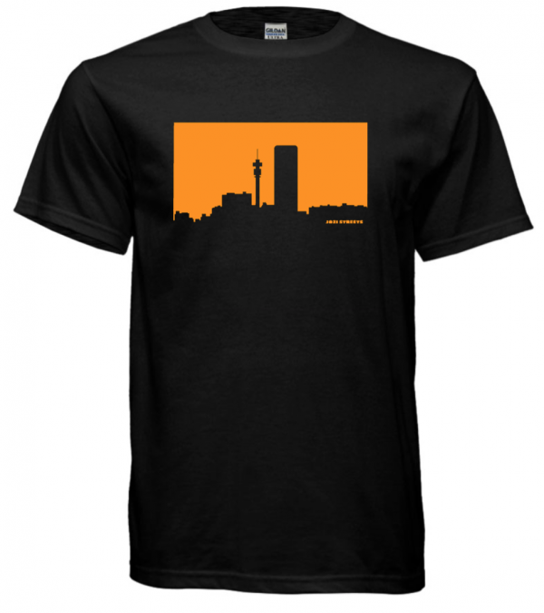 Jozi Streets Black T-Shirt - Tangerine
