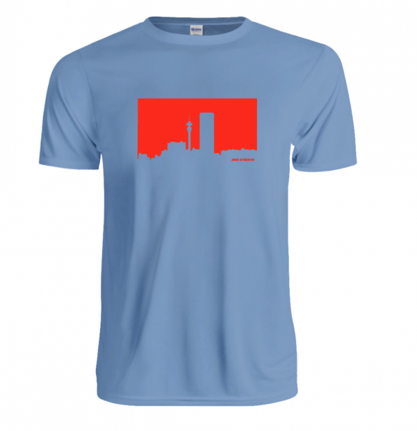 Jozi Streets Sky Blue T-Shirt - Neon Red