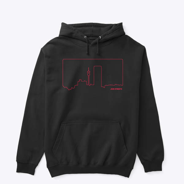 Jozi Streets Hoodie Black - Red Embroidery